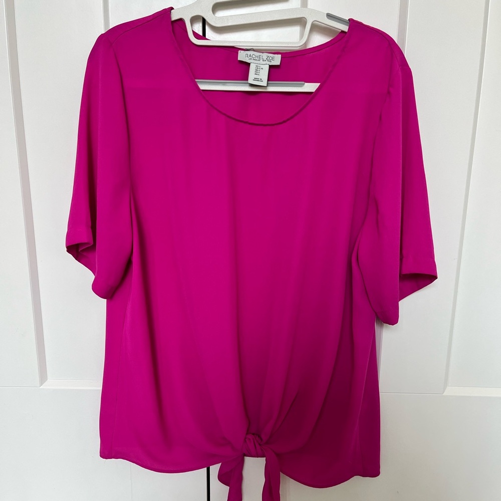 Fuchsia pink Rachel Zoe tie up blouse in size L